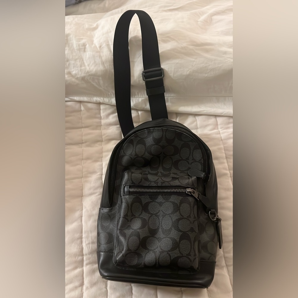 Coach Gray Patterned cross Backpack